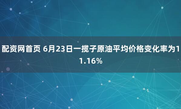 配资网首页 6月23日一揽子原油平均价格变化率为11.16%